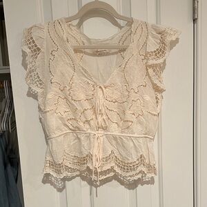 Anthropologie Cream Lace Blouse